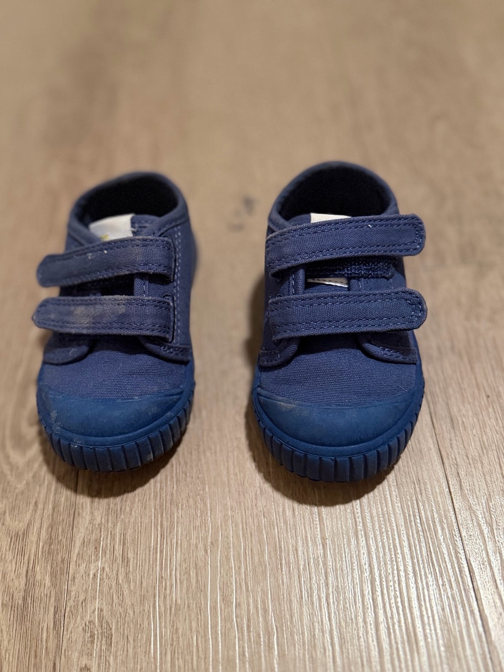 Kids Navy Velcro Canvas Sneakers